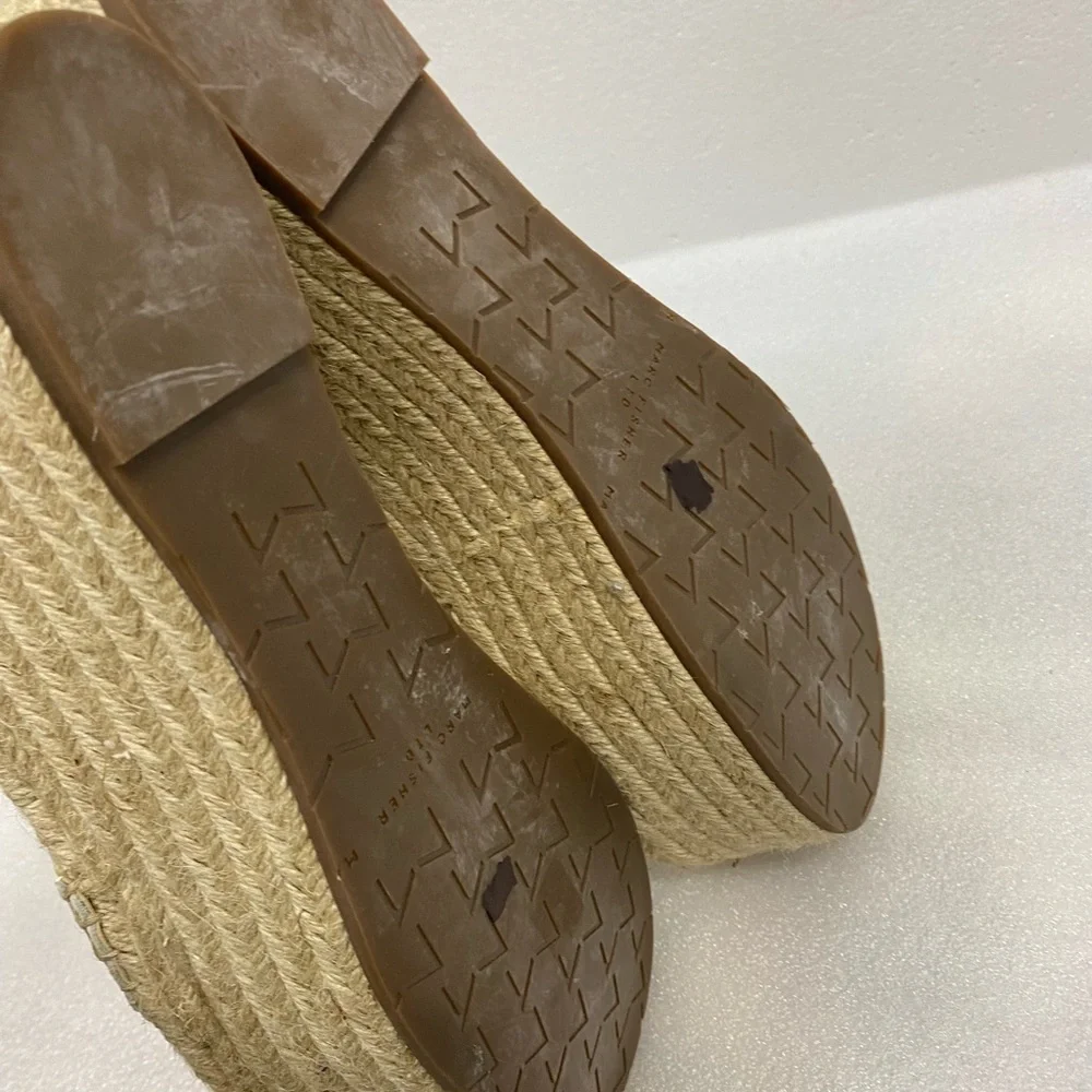 Marc Fisher Randall‎ Platform Wedge Espadrille White Leather Summer sandals 10 M